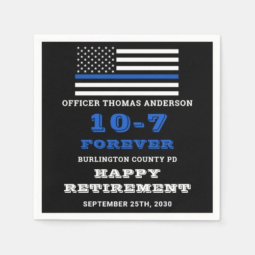 Police Party Thin Blue Line Happy Retirement Napkins
