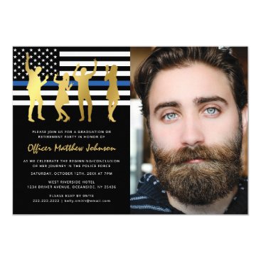 Police Party | Thin Blue Line Officer Photo Invitation Police Party | Thin Blue Line Officer Photo Invitation