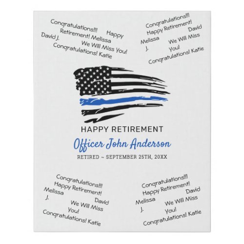 Police Party Thin Blue Line Retirement Guest Book