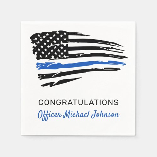 Police Party Thin Blue Line Retirement  Napkins