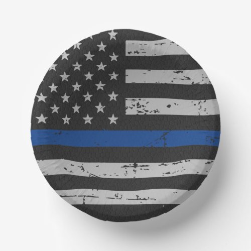 Police Party Thin Blue Line Vintage Flag Paper Bowls