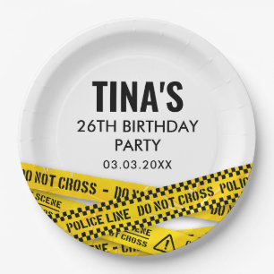 Police Party with Yellow Crime Scene Tapes Paper Plates