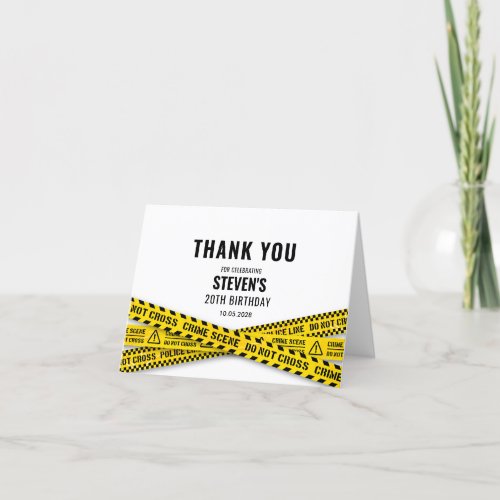 Police Party with Yellow Crime Scene Tapes Thank You Card