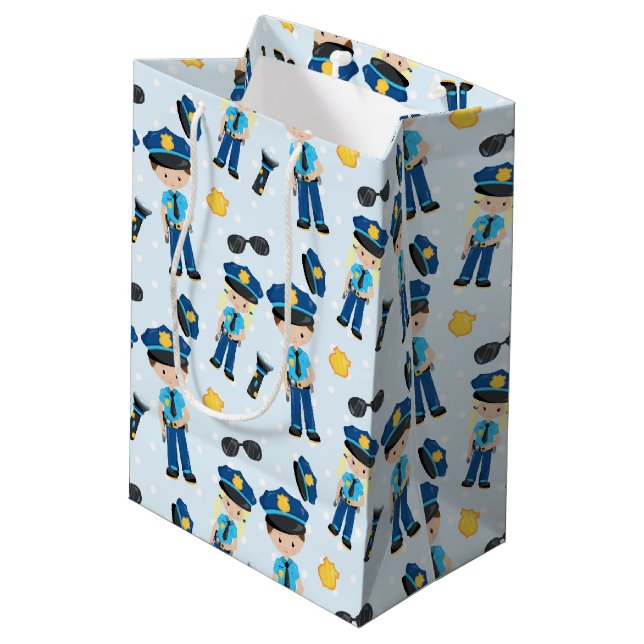 Police pattern medium gift bag (Back Angled)