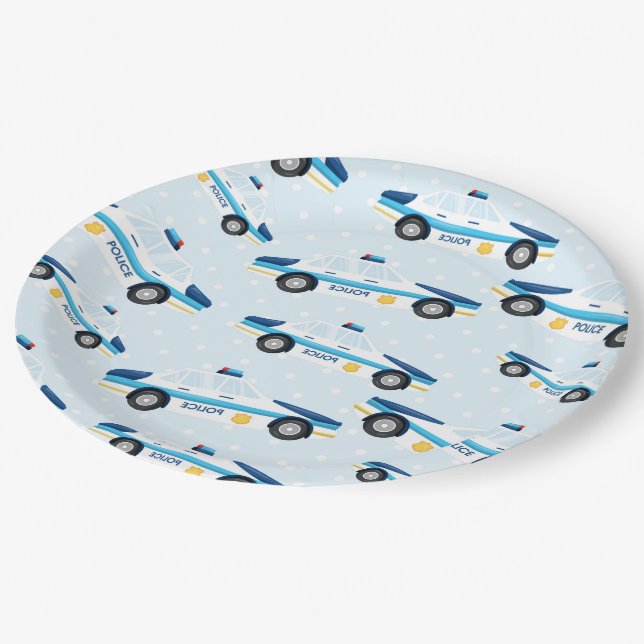 Police pattern paper plates (Angled)