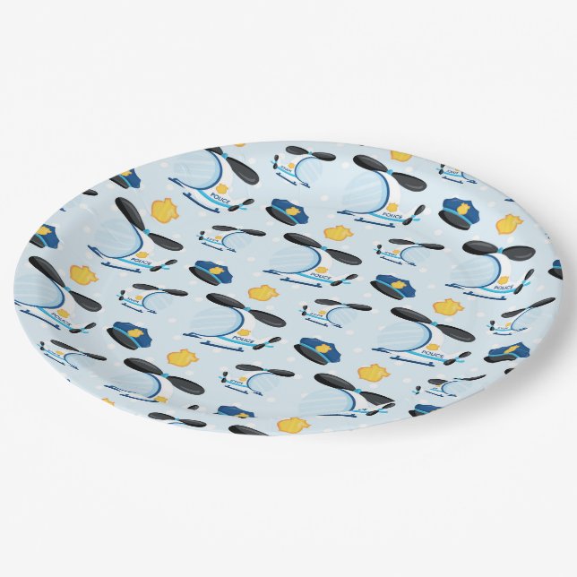 Police pattern paper plates (Angled)