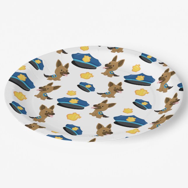 Police pattern paper plates (Angled)