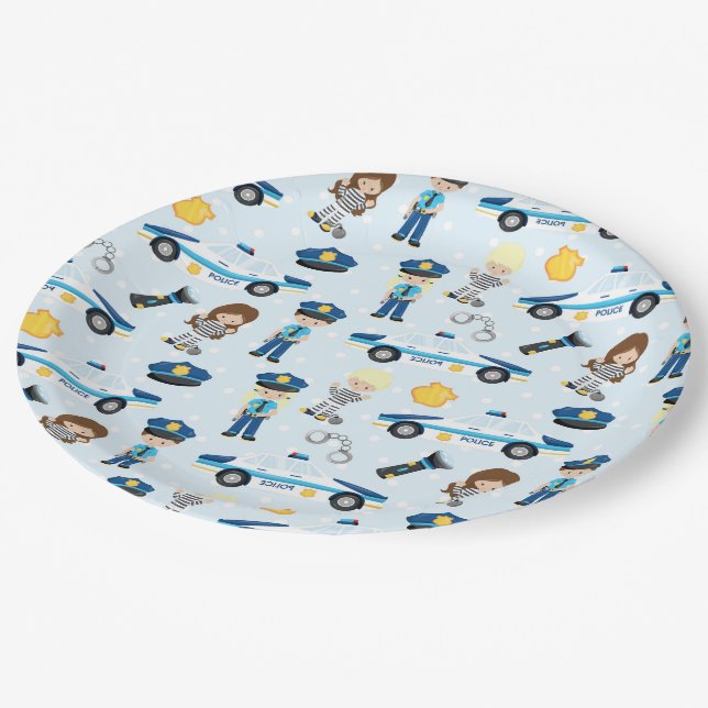 Police pattern paper plates (Angled)