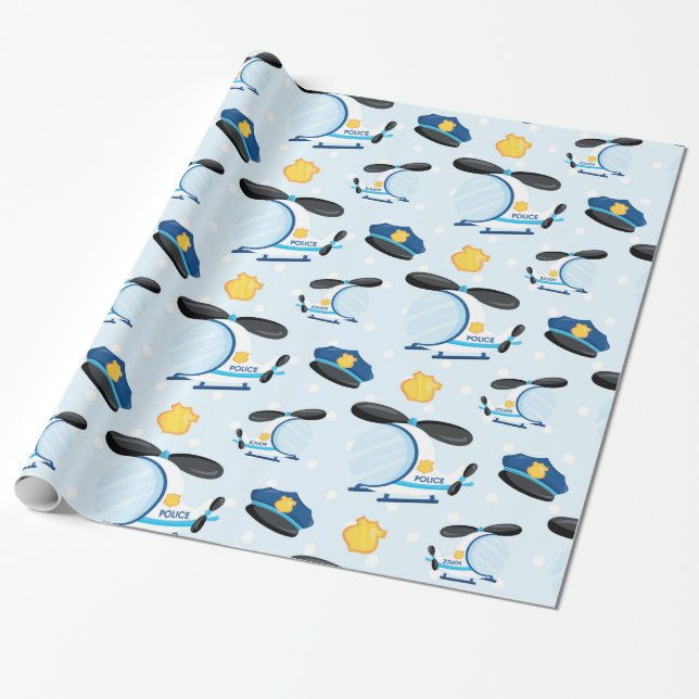 Police pattern wrapping paper (Unrolled)