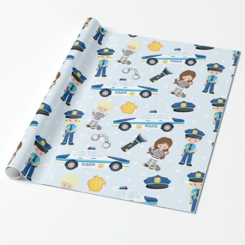 Police pattern wrapping paper
