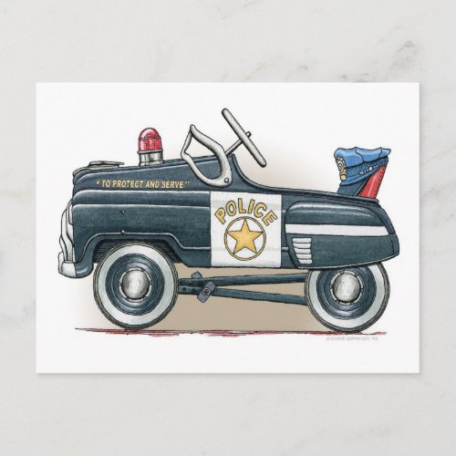 Police Pedal Car Cop Car  Postcard