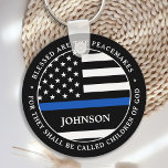 Police Personalized Blessed Are The Peacemakers  Keychain<br><div class="desc">Blessed are the Peacemakers, for they shall be called children of God. Thin Blue Line Keychain for police officers and law enforcement . This police prayer keychain is perfect for police academy graduation gifts to newly graduated officers, or police retirement gifts or party favors.Order these police gifts bulk for the...</div>