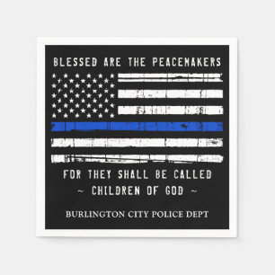 Police Personalized Law Enforcement Thin Blue Line Napkins