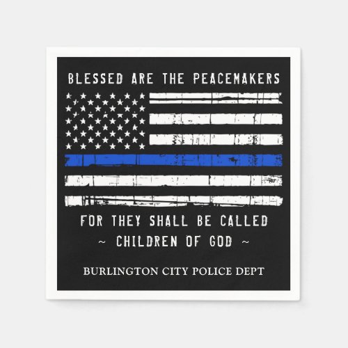 Police Personalized Law Enforcement Thin Blue Line Napkins