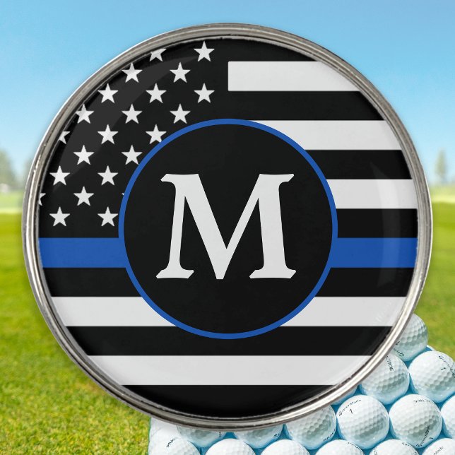 Police Personalized Monogram Thin Blue Line Golf Ball Marker (Creator Uploaded)