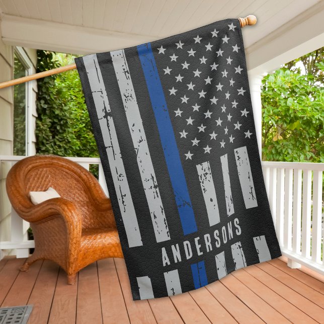 Police Personalized Thin Blue Line House Flag (Creator Uploaded)