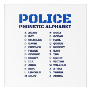 Police Phonetic Alphabet Adam Zebra Acrylic Print