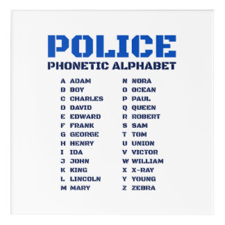 Police Phonetic Alphabet Adam Zebra Acrylic Print