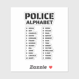 Police Phonetic Alphabet Guide Sticker