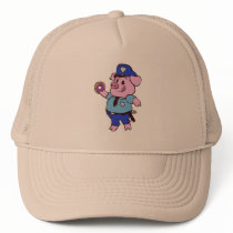 Police pig eating donut trucker hat