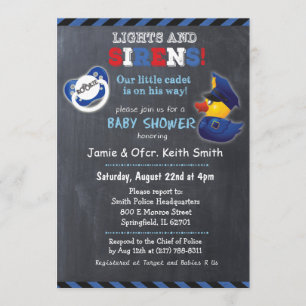 Police Policeman Cop Baby Shower Invitation