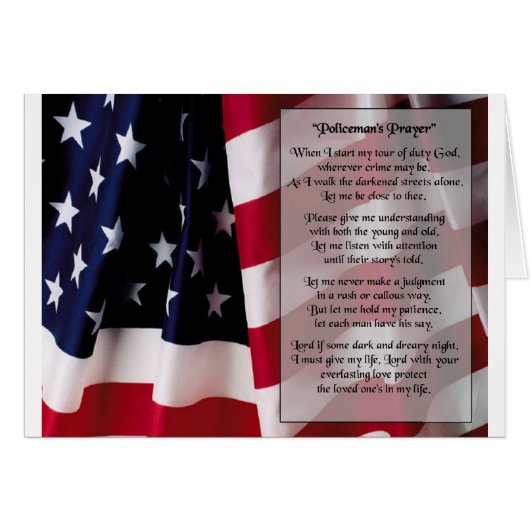 police  prayer black print cards (Front Horizontal)