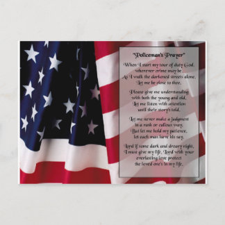 police  prayer black print postcard