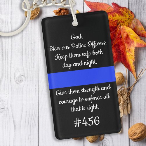 Police Prayer Personalized Thin Blue Line Keychain