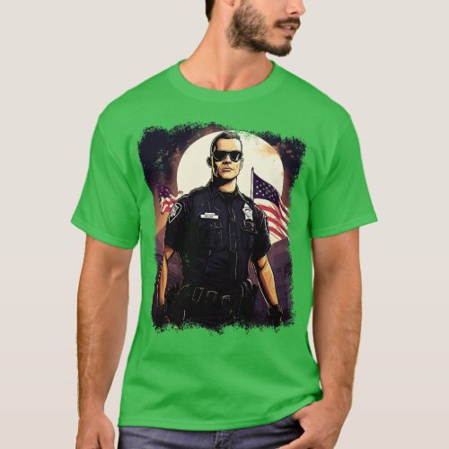 Police Pride Law Enforcement USA Patriotic Police  T_Shirt
