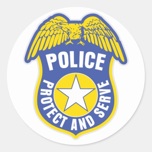 Police Protect and Serve Badge Classic Round Sticker