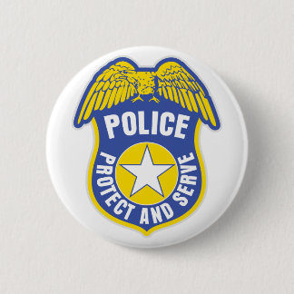Police Protect and Serve Badge Pinback Button
