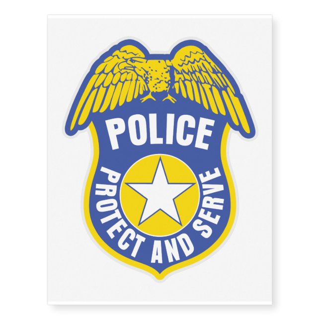 Police Protect and Serve Badge Temporary Tattoos (Front)
