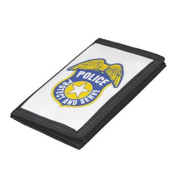 Police Protect And Serve Badge Tri-fold Wallet by LawEnforcementGifts at Zazzle