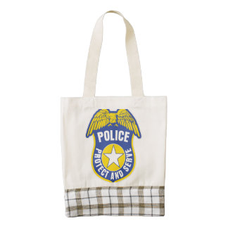 Police Protect and Serve Badge Zazzle HEART Tote Bag