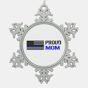 Police - Proud Police Mom Snowflake Pewter Christmas Ornament