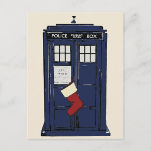 Police Public Call Box Christmas Holiday Postcard