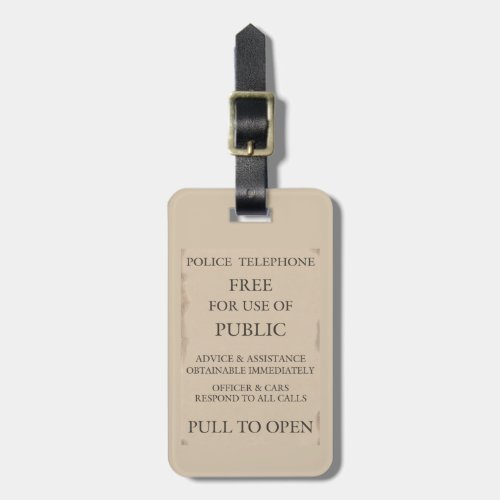 Police Public Call Phone Box Notice Luggage Tag