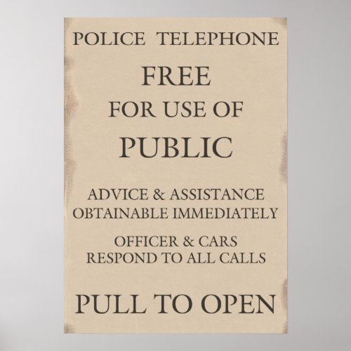 Police Public Call Phone Box Notice Poster