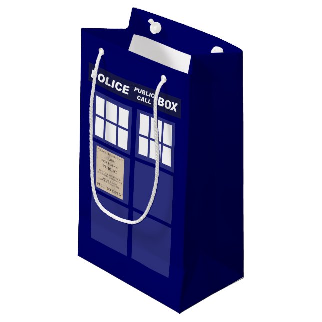 Police Public Call Phone Box Small Gift Bag (Front Angled)