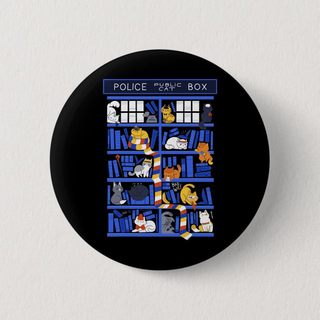 Police Public Cat Box Funny Kitten Cat Doctor Libr Button (Front)