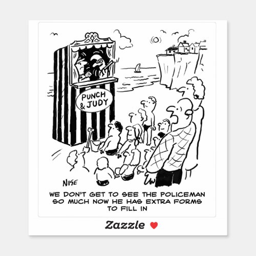 Police Punch and Judy Cartoon Sticker