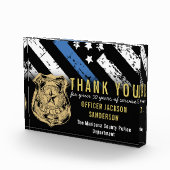 Police Retirement Anniversary Blue Line Flag Acrylic Award | Zazzle