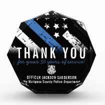 Police Retirement Anniversary Blue Line Flag Acrylic Award Police Retirement Anniversary Blue Line Flag Acrylic Award