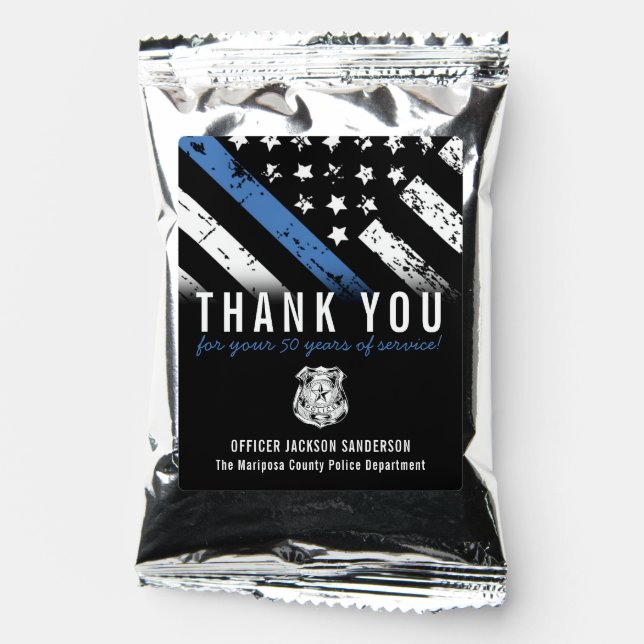 Police Retirement Anniversary Blue Line Flag Coffee Drink Mix (Front)