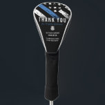Police Retirement Anniversary Blue Line Flag Golf Head Cover<br><div class="desc">This design features a police force flag with black and white stripes, and a thin blue line stripe as well. This golf head cover is great for showing appreciation to an officer celebrating an anniversary or thanking a retiring law enforcement officer, sheriff, captain, or chief for their years of service....</div>
