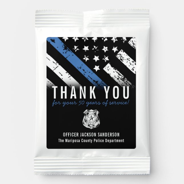 Police Retirement Anniversary Blue Line Flag Lemonade Drink Mix (Front)