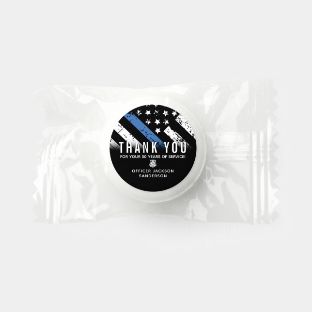 Police Retirement Anniversary Blue Line Flag Life Saver® Mints (Front)