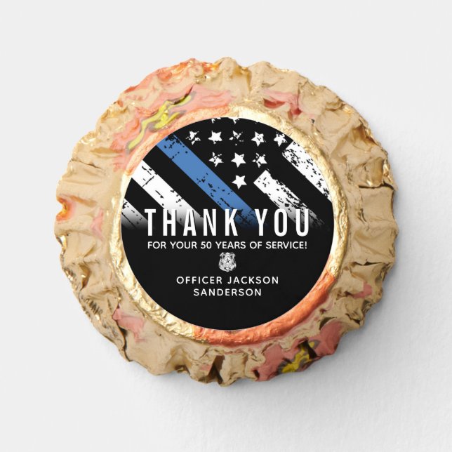 Police Retirement Anniversary Blue Line Flag Reese's Peanut Butter Cups (Front)
