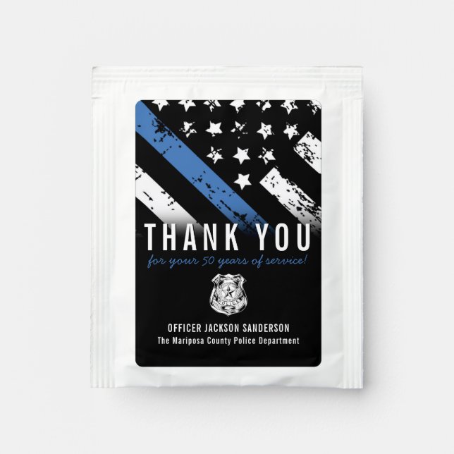 Police Retirement Anniversary Blue Line Flag Tea Bag Drink Mix (Front)