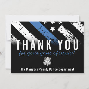 Police Retirement Anniversary Blue Line Flag Thank You Card